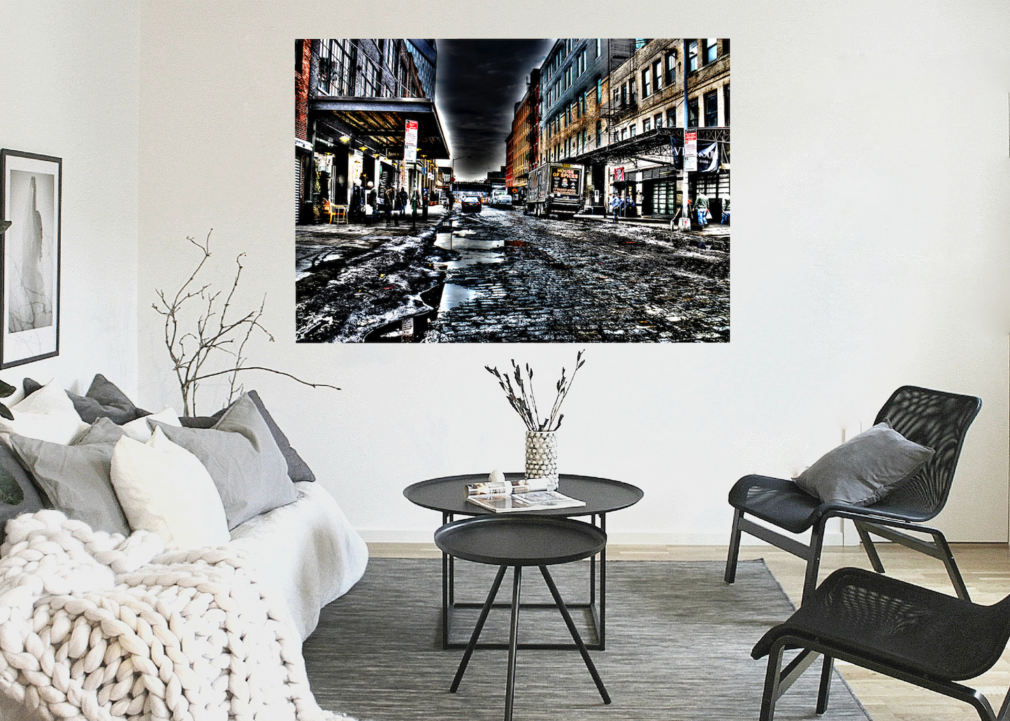 Meatpacking district puddle wall art by Mike Lindwasser