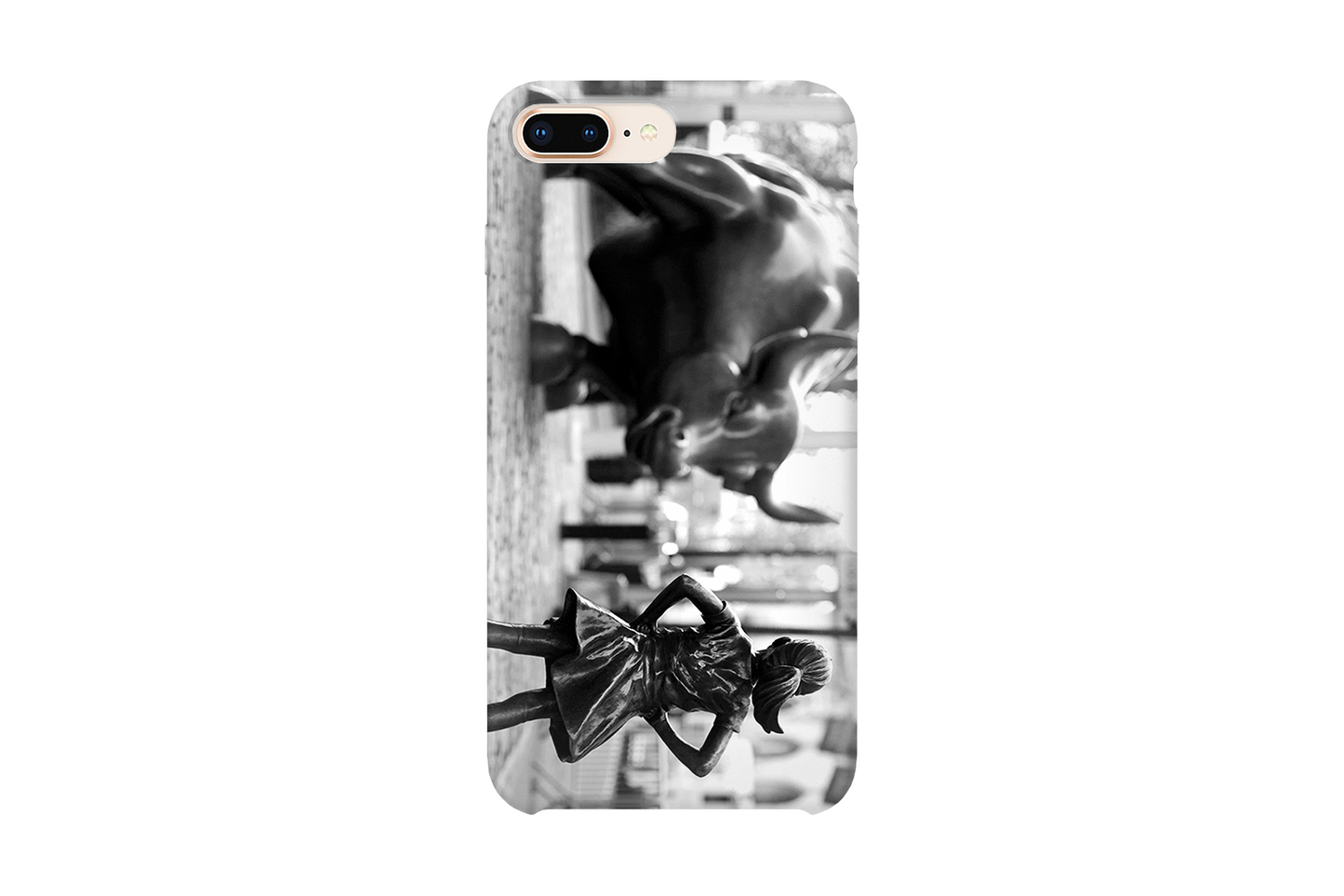 Fearless Girl Wall Street Bull iPhone case by Mike Lindwasser